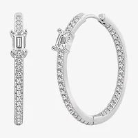 Diamonart Womens Cubic Zirconia Sterling Silver 22mm Round Hoop Earrings