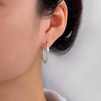Diamonart Womens Cubic Zirconia Sterling Silver 22mm Round Hoop Earrings