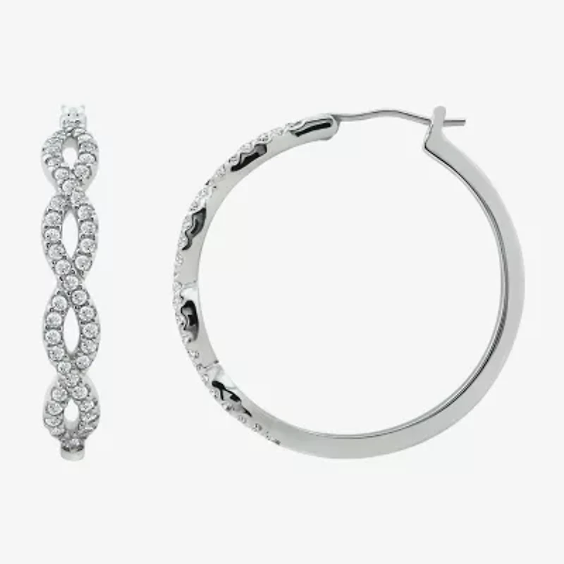 Diamonart Womens Cubic Zirconia Sterling Silver 18.5mm Oval Hoop Earrings
