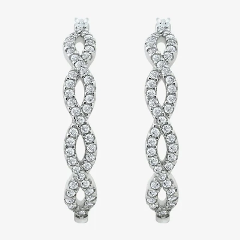 Diamonart Womens Cubic Zirconia Sterling Silver 18.5mm Oval Hoop Earrings