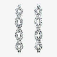 Diamonart Womens Cubic Zirconia Sterling Silver 18.5mm Oval Hoop Earrings
