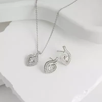 Diamonart Womens Cubic Zirconia Sterling Silver Heart 2-pc. Jewelry Set