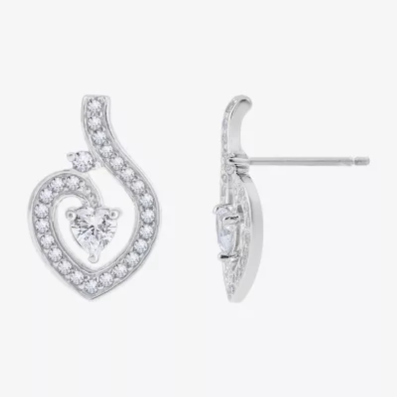 Diamonart Womens Cubic Zirconia Sterling Silver Heart 2-pc. Jewelry Set