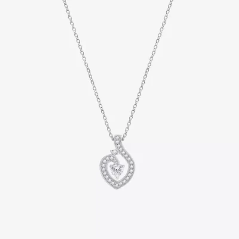 Diamonart Womens Cubic Zirconia Sterling Silver Heart 2-pc. Jewelry Set
