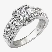 Diamonart Womens Cubic Zirconia Sterling Silver Side Stone Engagement Ring