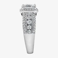 Diamonart Womens Cubic Zirconia Sterling Silver Side Stone Engagement Ring
