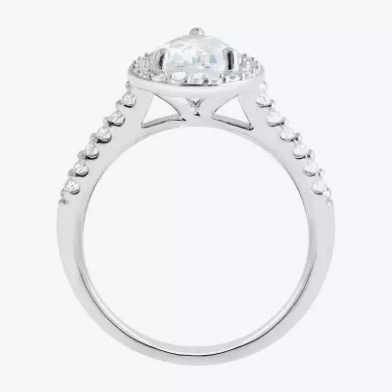 Diamonart Womens Cubic Zirconia Sterling Silver Side Stone Engagement Ring
