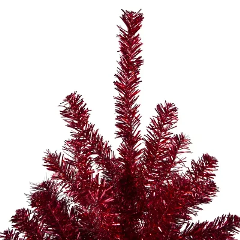Northlight Metallic Red Tinsel Unlit 6 Foot Christmas Tree