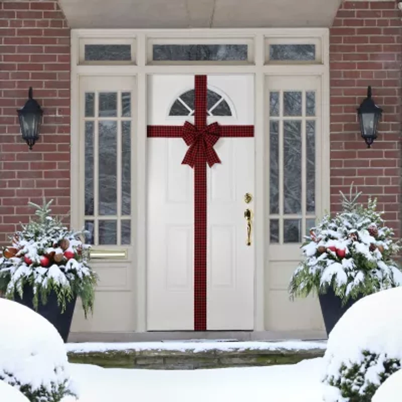 Northlight 14ft Red Buffalo Plaid  Door Bow Indoor Ribbon