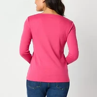 Liz Claiborne Womens Crew Neck Long Sleeve T-Shirt