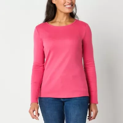 Liz Claiborne Womens Crew Neck Long Sleeve T-Shirt