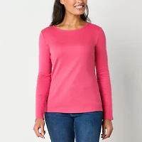 Liz Claiborne Womens Crew Neck Long Sleeve T-Shirt