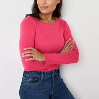Liz Claiborne Womens Crew Neck Long Sleeve T-Shirt