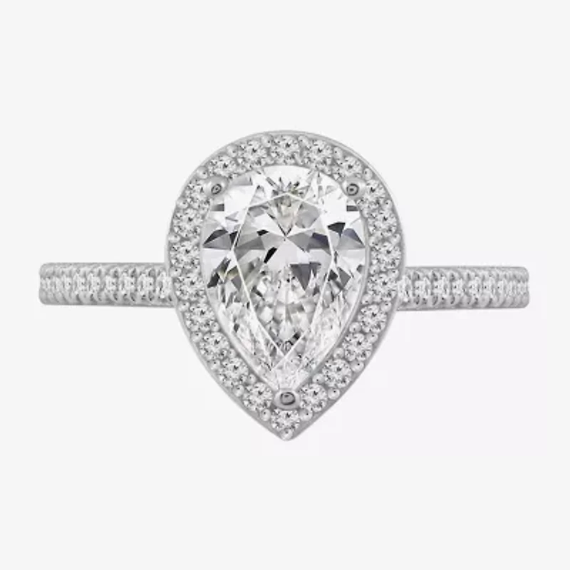 Diamonart Womens Cubic Zirconia Sterling Silver Side Stone Engagement Ring