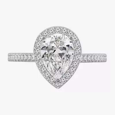 Diamonart Womens Cubic Zirconia Sterling Silver Side Stone Engagement Ring