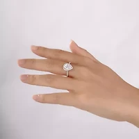 Diamonart Womens Cubic Zirconia Sterling Silver Side Stone Engagement Ring