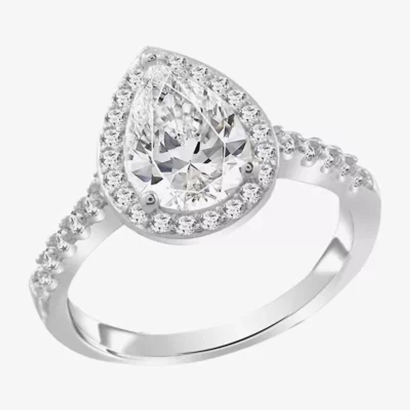 Diamonart Womens Cubic Zirconia Sterling Silver Side Stone Engagement Ring