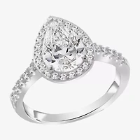 Diamonart Womens Cubic Zirconia Sterling Silver Side Stone Engagement Ring