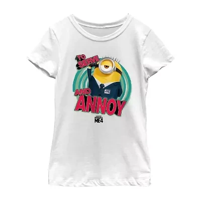 Little & Big Kid Girls Crew Neck Short Sleeve Minions T-Shirt