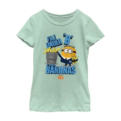 Little & Big Kid Girls Crew Neck Short Sleeve Minions T-Shirt