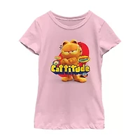 Little & Big Kid Girls Crew Neck Short Sleeve Garfield T-Shirt