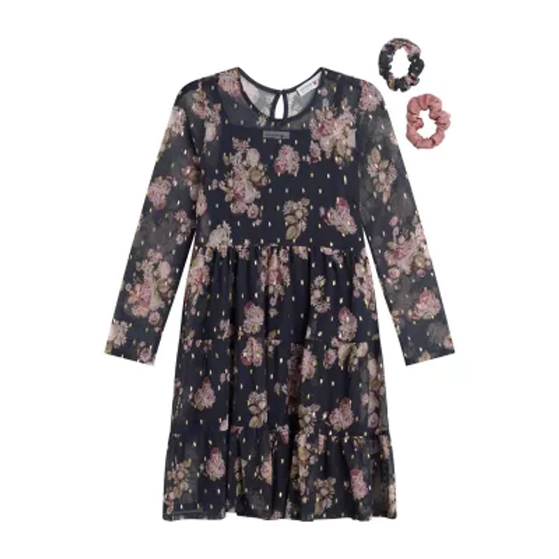 Knit Works Big Kid Girls Long Sleeve Fitted Sleeve A-Line Dress