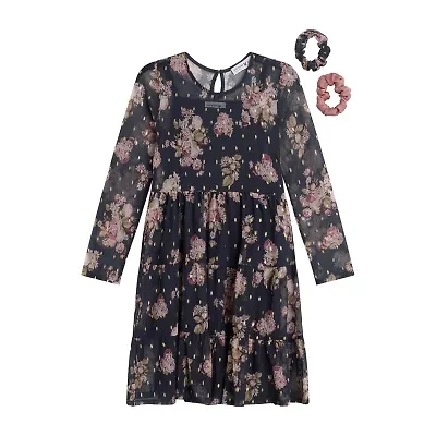 Knit Works Big Kid Girls Long Sleeve Fitted A-Line Dress
