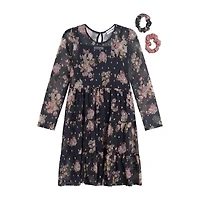 Knit Works Big Kid Girls Long Sleeve Fitted Sleeve A-Line Dress