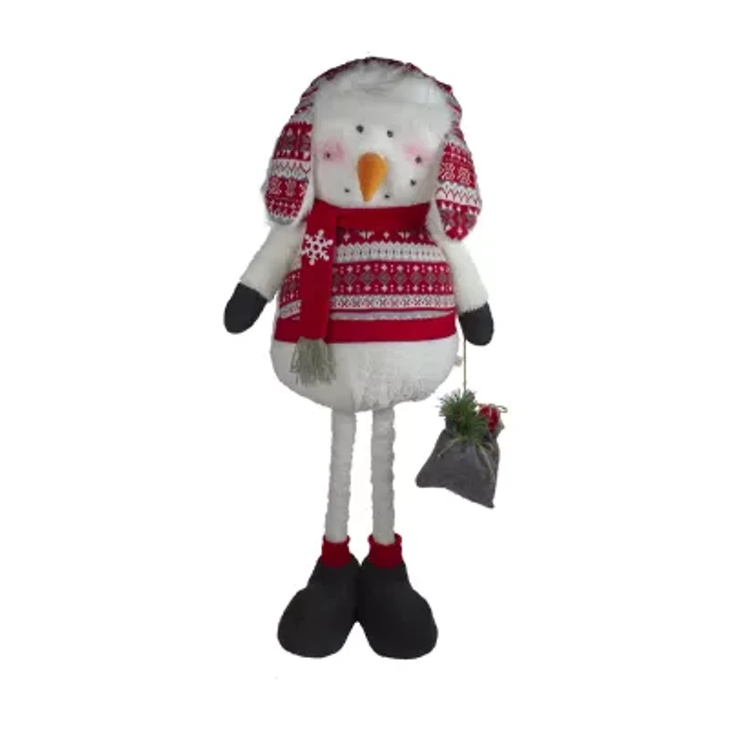 Northlight Plush Snowman Telescopic Legs Christmas Snowman Figurine