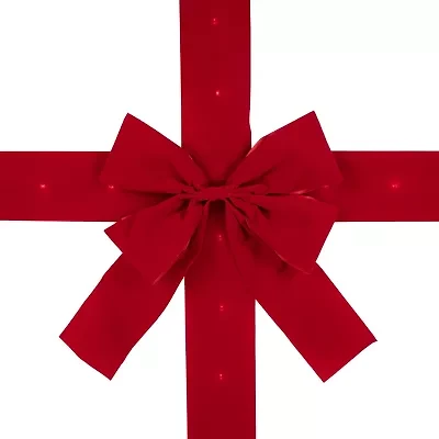 Northlight 14ft Prelit Red Velvet  Door Bow Indoor Ribbon