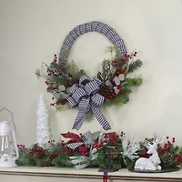 Northlight Houndstooth And Berry Wreath