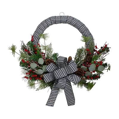 Northlight Houndstooth And Berry Wreath