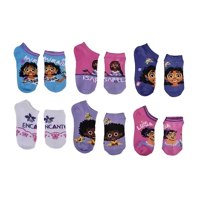 Encanto Little & Big Kid Girls Multi-Pack 6 Pair No Show Socks