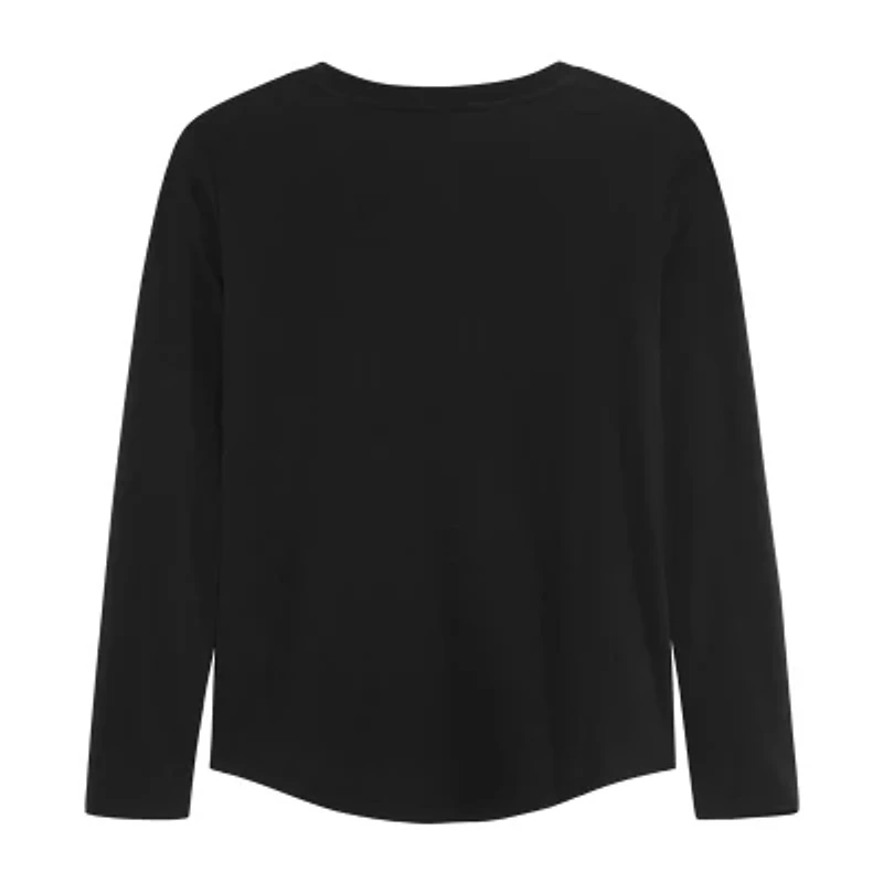 PUMA Big Kid Girls Crew Neck Long Sleeve Regular Fit Graphic T-Shirt