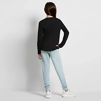 PUMA Big Kid Girls Crew Neck Long Sleeve Regular Fit Graphic T-Shirt