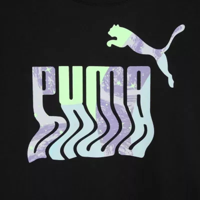 PUMA Big Kid Girls Crew Neck Long Sleeve Regular Fit Graphic T-Shirt