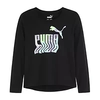 PUMA Big Kid Girls Crew Neck Long Sleeve Regular Fit Graphic T-Shirt
