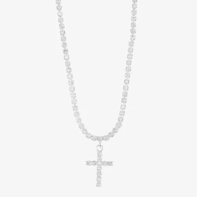 Sparkle Allure Womens Cubic Zirconia Pure Silver Over Brass 16 Inch Tennis Necklace