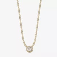 Sparkle Allure Womens Cubic Zirconia 14K Gold Over Brass 16 Inch Tennis Necklace