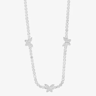 Sparkle Allure Womens Cubic Zirconia Pure Silver Over Brass 16 Inch Tennis Necklace