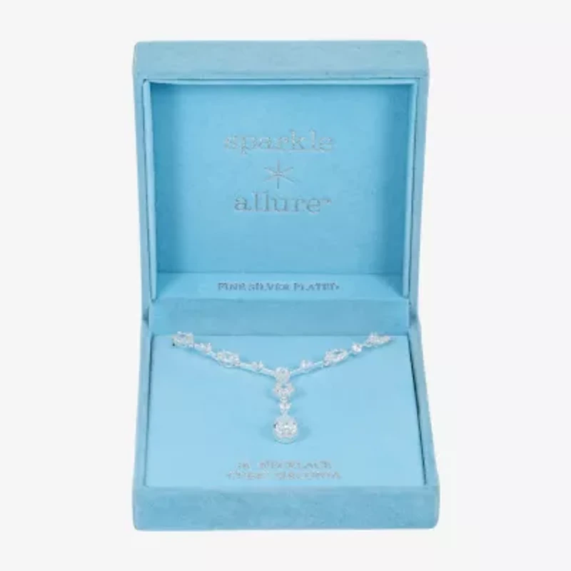 Sparkle Allure Womens Cubic Zirconia Pure Silver Over Brass 16 Inch Tennis Necklace