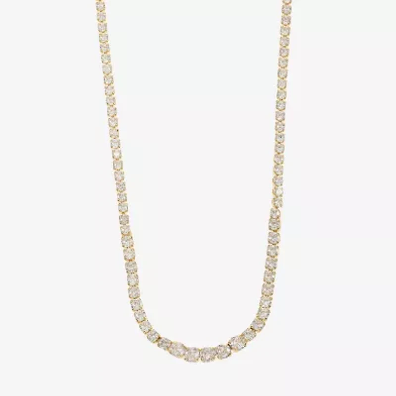 Sparkle Allure Womens Cubic Zirconia 14K Gold Over Brass 16 Inch Tennis Necklace