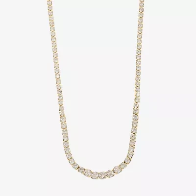 Sparkle Allure Womens Cubic Zirconia 14K Gold Over Brass 16 Inch Tennis Necklace