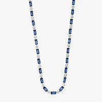 Sparkle Allure Womens Blue Cubic Zirconia Pure Silver Over Brass 16 Inch Tennis Necklace
