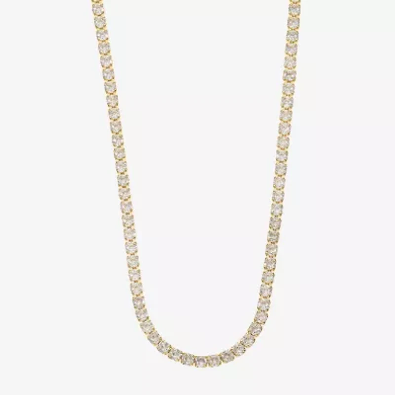 Sparkle Allure Womens Cubic Zirconia 14K Gold Over Brass 16 Inch Tennis Necklace