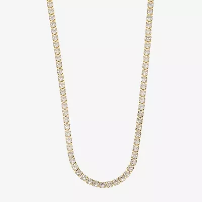 Sparkle Allure Womens Cubic Zirconia 14K Gold Over Brass 16 Inch Tennis Necklace
