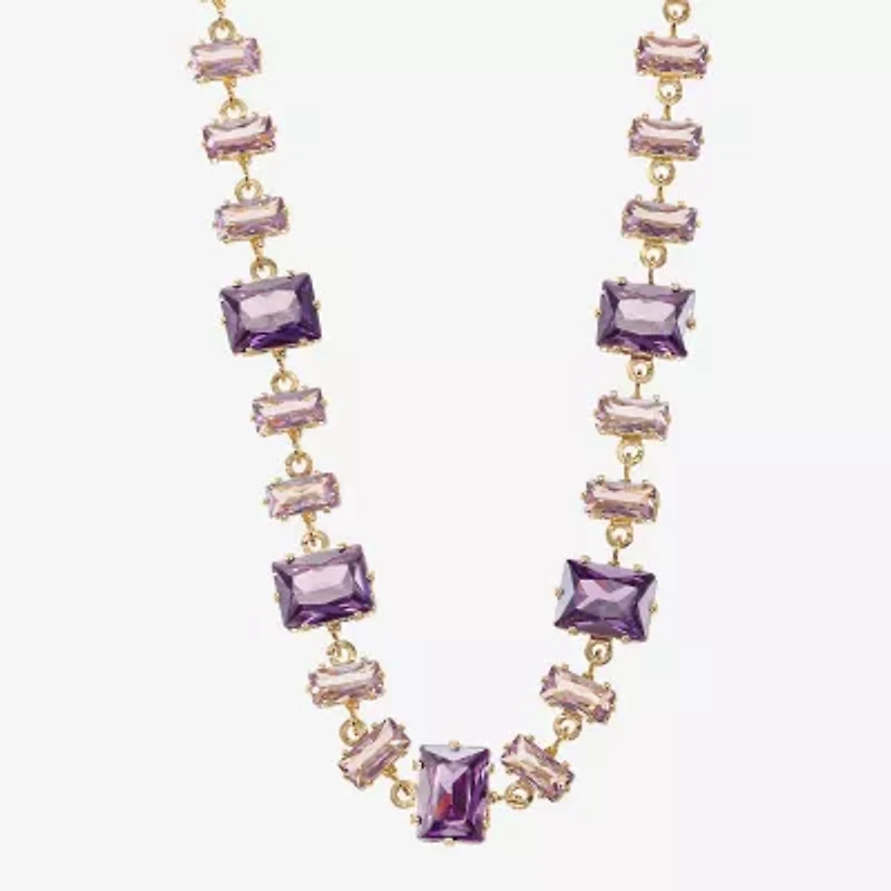 Sparkle Allure Womens Purple Cubic Zirconia 14K Gold Over Brass 16 Inch Tennis Necklace