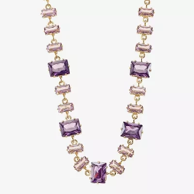 Sparkle Allure Womens Purple Cubic Zirconia 14K Gold Over Brass 16 Inch Tennis Necklace