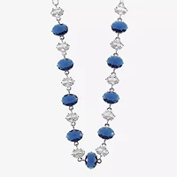 Sparkle Allure Womens Blue Cubic Zirconia Pure Silver Over Brass 16 Inch Tennis Necklace