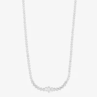 Sparkle Allure Womens Cubic Zirconia Pure Silver Over Brass 16 Inch Tennis Necklace
